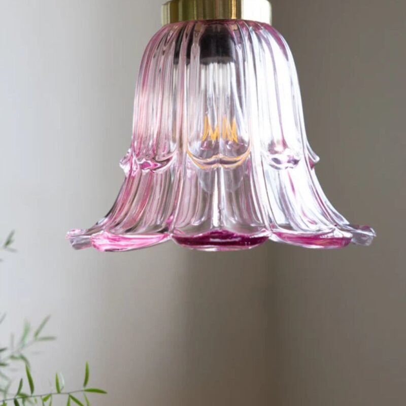 PALE PINK VINTAGE STYLE GLASS EASYFIT CEILING LIGHT SHADE