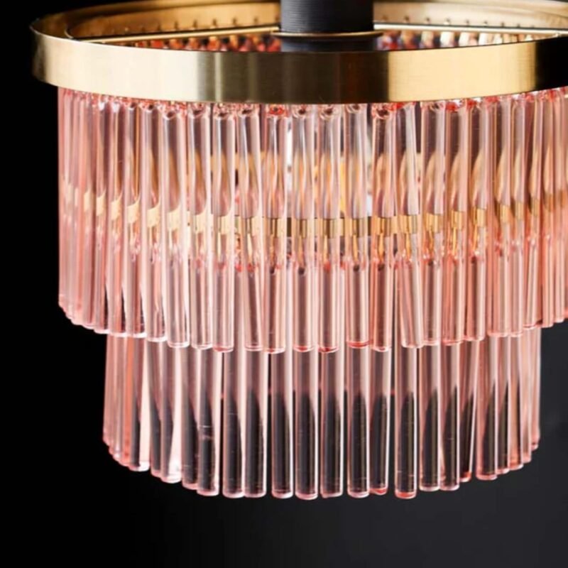 PINK TIERED GLASS EASYFIT CEILING LIGHT SHADE