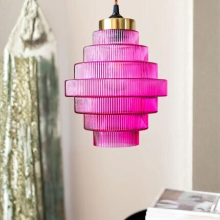 HOT PINK TIERED GLASS EASYFIT CEILING SHADE