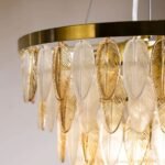 STUNNING ART DECO GLASS FEATHER CEILING LIGHT