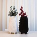 TEXTURED COLUMN VASE WHITE