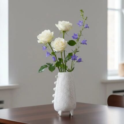 TEXTURED COLUMN VASE WHITE