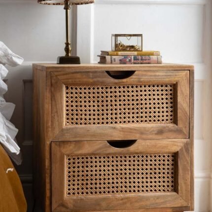 RATTAN DRAWER BEDSIDE TABLE