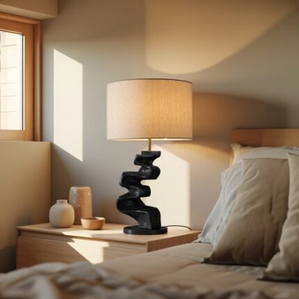 MODERN SCULPTURAL TABLE LAMP BLACK