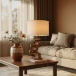 MODERN SCULPTURAL TABLE LAMP BROWN