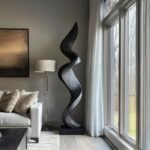 FARMHOUSE LARGE WOODEN SCULPTURE BLACK