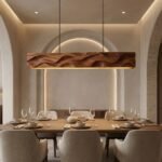 MODERN PENDANT LIGHTING WITH CARVED WAVE WALNUT
