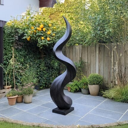 RUSTIC ABSTRACT SCULPTURE BLACK