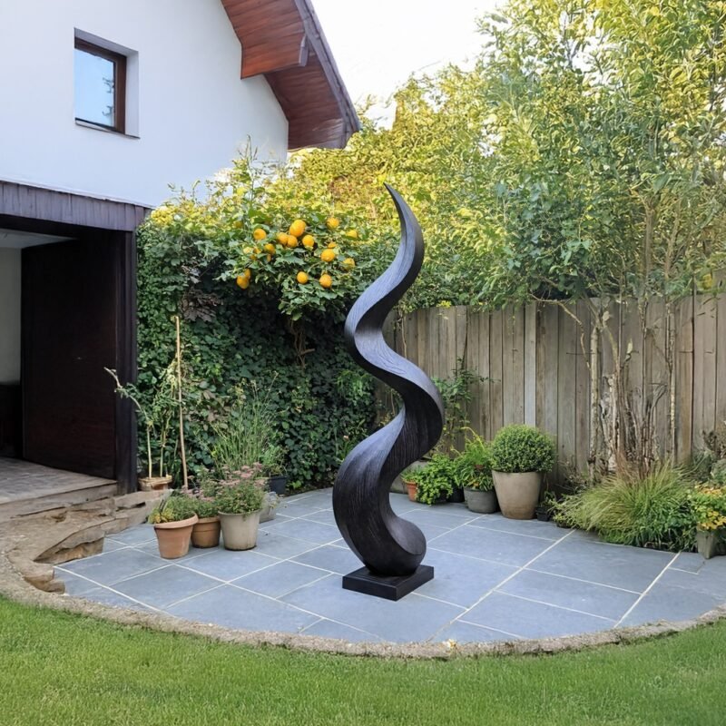 RUSTIC ABSTRACT SCULPTURE BLACK