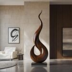 MID CENTURY LARGE WOODEN SCULPTURE
