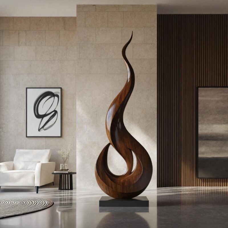 MID CENTURY LARGE WOODEN SCULPTURE