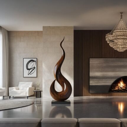 MID CENTURY LARGE WOODEN SCULPTURE