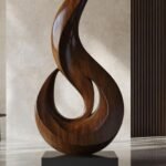 MID CENTURY LARGE WOODEN SCULPTURE