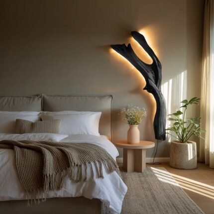 BLACK WALL SCONCE WITH TWO BRANCH DESIGN