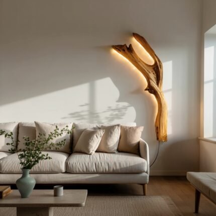 OAK WALL SCONCE WITH TWO BRANCH DESIGN