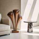 HANDCRAFTED LARGE WOODEN SCULPTURE BROWN