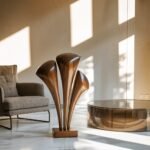 HANDCRAFTED LARGE WOODEN SCULPTURE BROWN