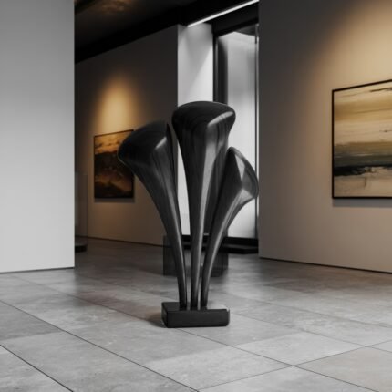 HANDCRAFTED LARGE WOODEN SCULPTURE BLACK