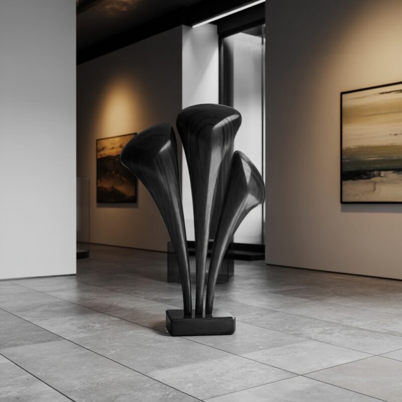 HANDCRAFTED LARGE WOODEN SCULPTURE BLACK