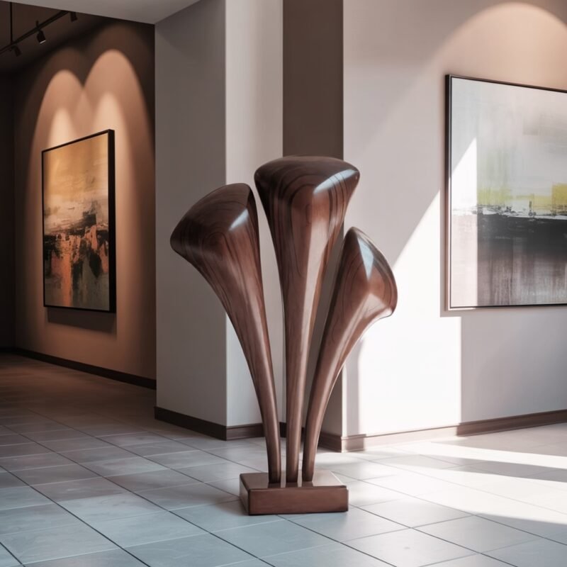 HANDCRAFTED LARGE WOODEN SCULPTURE WALNUT