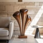 HANDCRAFTED LARGE WOODEN SCULPTURE BROWN