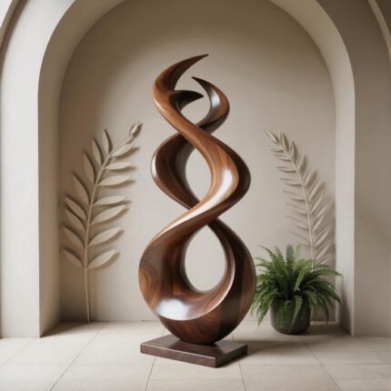 RUSTIC ABSTRACT SCULPTURE BROWN