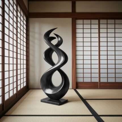 RUSTIC ABSTRACT SCULPTURE BLACK