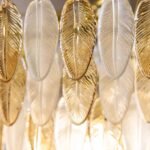 STUNNING ART DECO GLASS FEATHER CEILING LIGHT