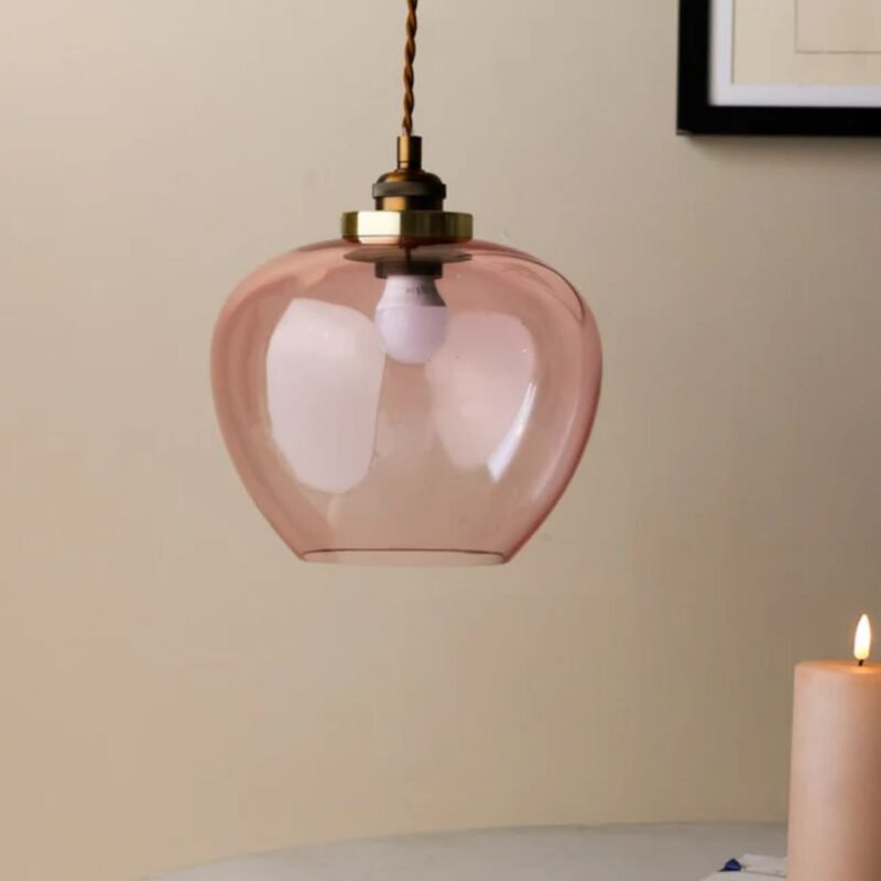 EASYFIT PINK GLASS CEILING LIGHT SHADE