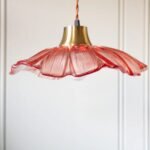 PALE PINK FLOWER GLASS EASYFIT CEILING LIGHT SHADE