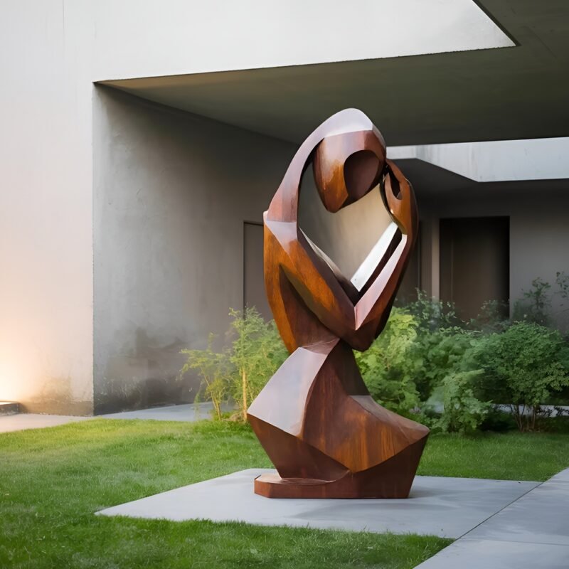 MID CENTURY ABSTRACT SCULPTURE BROWN
