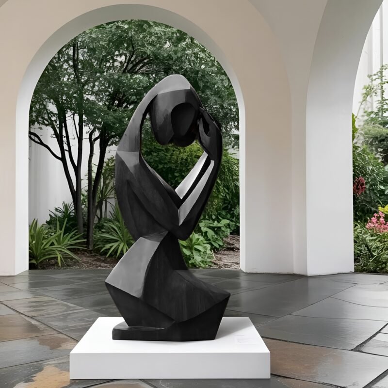 MID CENTURY ABSTRACT SCULPTURE BLACK