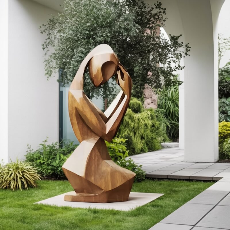 MID CENTURY ABSTRACT SCULPTURE OAK