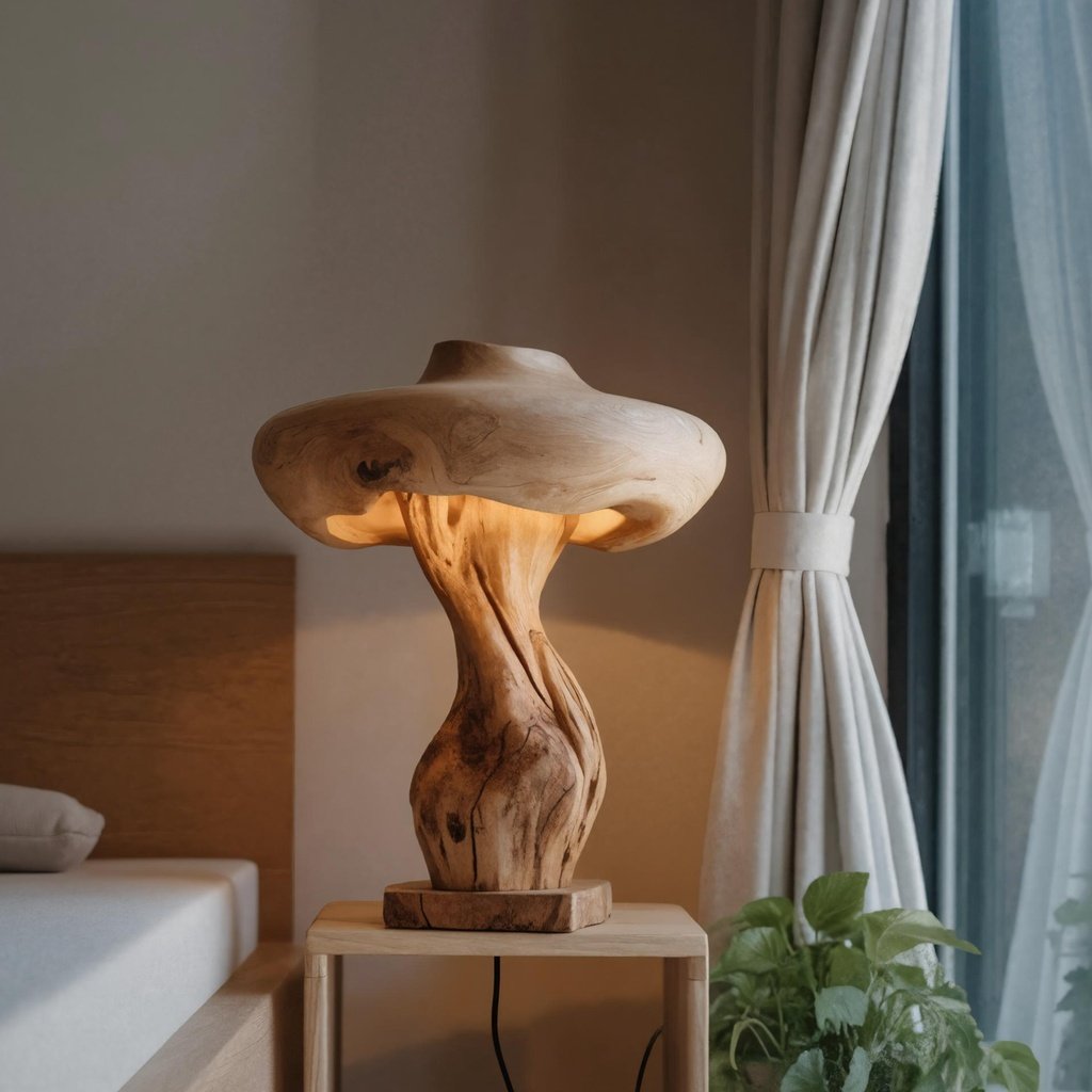 35_handcrafted_mushroom_lamp_1 HANDCRAFTED BROWN MUSHROOM LAMP WITH ORGANIC DESIGN