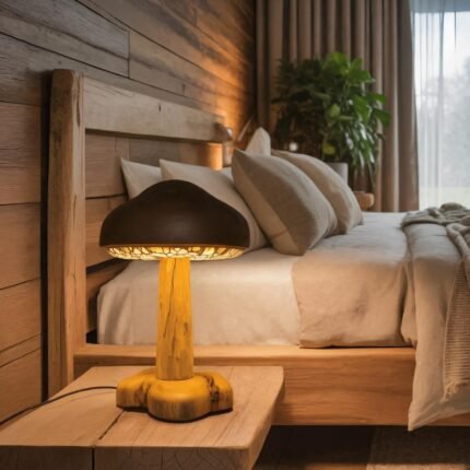 HANDMADE BLACK MUSHROOM TABLE LAMP