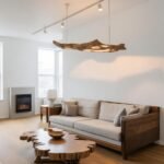 MODERN OAK SCULPTURAL PENDANT LIGHT