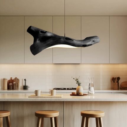 MODERN BLACK RUSTIC PENDANT LIGHT WITH TREE BRANCH
