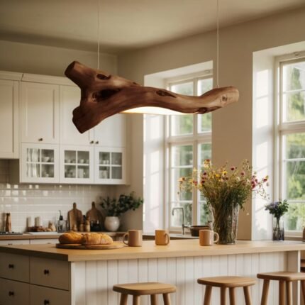 MODERN BROWN RUSTIC PENDANT LIGHT WITH TREE BRANCH