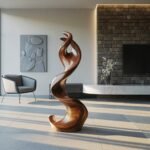 FARMHOUSE LARGE TWISTED SPIRAL FLOOR ART BROWN