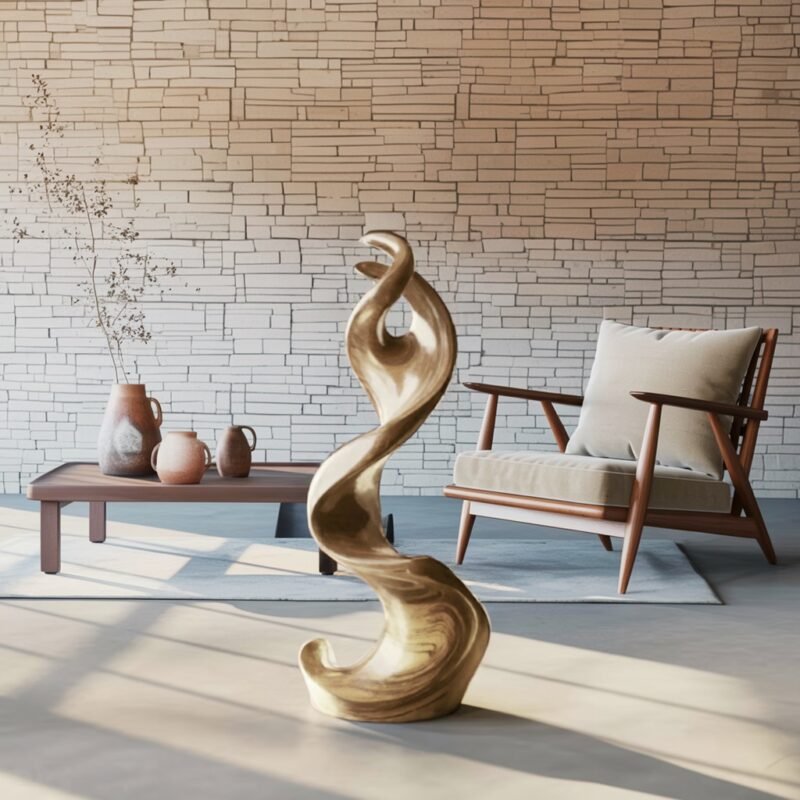 FARMHOUSE LARGE TWISTED SPIRAL FLOOR ART OAK