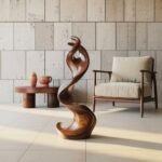 FARMHOUSE LARGE TWISTED SPIRAL FLOOR ART BROWN