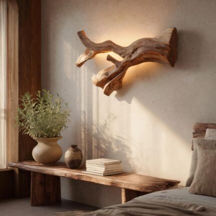 RUSTIC NATURAL WALL LAMP BLACK