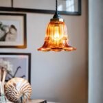 AMBER VINTAGE STYLE GLASS EASYFIT CEILING LIGHT SHADE