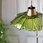 OLIVE GREEN FLOWER GLASS EASYFIT CEILING LIGHT SHADE