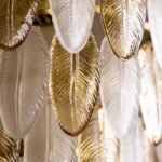 STUNNING ART DECO GLASS FEATHER CEILING LIGHT