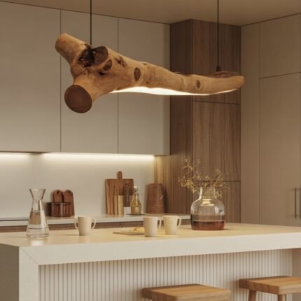 RUSTIC LIGHT FIXTURE CHANDELIER OAK