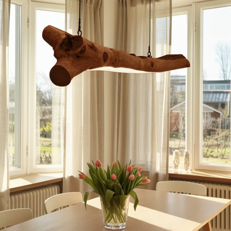 RUSTIC LIGHT FIXTURE CHANDELIER WALNUT