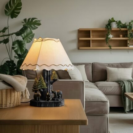 RUSTIC BEAR TABLE LAMP BLACK