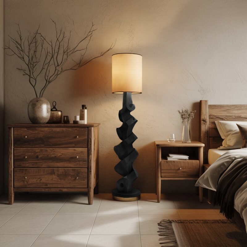 MODERN SCULPTURAL FLOOR LAMP BLACK