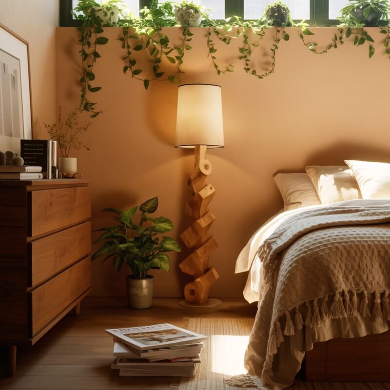 MODERN SCULPTURAL FLOOR LAMP OAK